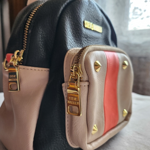 Steve Madden Black and Cream Mini Backpack - Picture 3 of 7